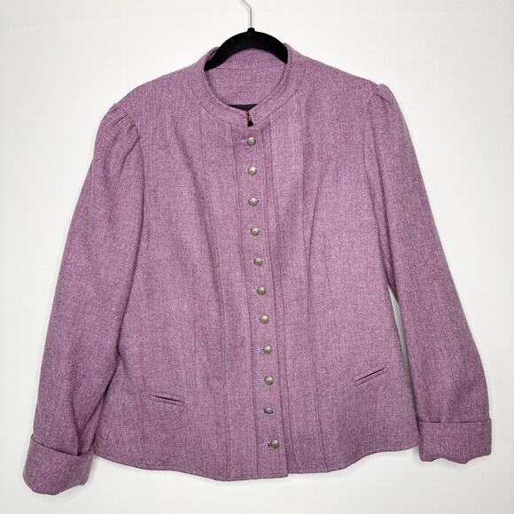 Frontier Lawrence Scott Blazer Size 14 Wool Tweed Western Puff Sleeve Victorian - Picture 1 of 14